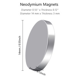 MAGXCENE 10Pcs Strong Rare Earth Magnets Round Neodymium Disc Magnets Heavy Duty, Small Refrigerator Magnet for Cabinet Door Industrial Crafts Fridge Whiteboard Dry Erase Board, 14 x 3mm