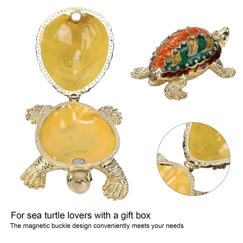 Turtle Trinket Box Turtle Band Jewelry Trinket Box with Painted
