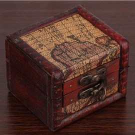 Vintage Wooden Box, Square Jewellery Storage Box Handmade Wooden Decorative Display Case Jewellery Box Handmade