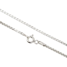 AKA Gioielli® - 925 Sterling Silver Rhodium Plated Women Necklace - Diamond Cut Venice Box Chain 1.4 mm - 24 inch Long