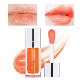 Bluemega Plump Lip Glow Oil Lip Gloss Crystal Jelly Lip Care Oil Aceite Labial Hidratante Pulido Sexy Lip Tinted Lip Plumper Pulido Lápiz Labial Antiadherente, Gran Cabeza de Cepillo