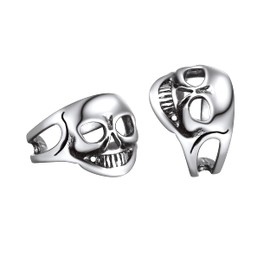 Suplight 925 Stelring Silver Skull Ear Cuffs Vintage Gothic Skeleton Cuff Earrings for Women Men Non Piercing