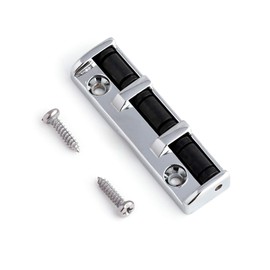 Rubatone Metal Roller Guitar Nut 3 Saddles 6 String with Screws Compatible with Strat or Tele Electric Guitar Accessories Chrome.
