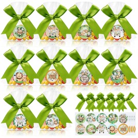 CPEGHDVM 50 Pcs Safari Party Favors Jungle Animal Candy Bags with Stickers Safari Candy Treat Bags Cellophane Bag For One Happy Birthday Safari Baby Shower Party Decorations
