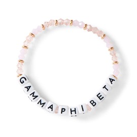 Sorority Shop Gamma Phi Beta Bracelet — Glass Bead Bracelet with GPB Name Beads and 18K Gold Accent Beads, Greek Sorority Jewelry for Big Little Sorority Gifts