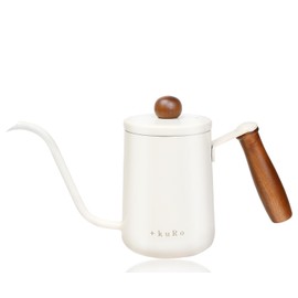 +kuRo Coffee Pot, Drip Pot, 19.7 fl oz (550 ml), Compatible with Direct Fire, Stylish, For Drip for 2-3 People, With Lid, Narrow Mouth, Camping, Outdoor Activities (White)