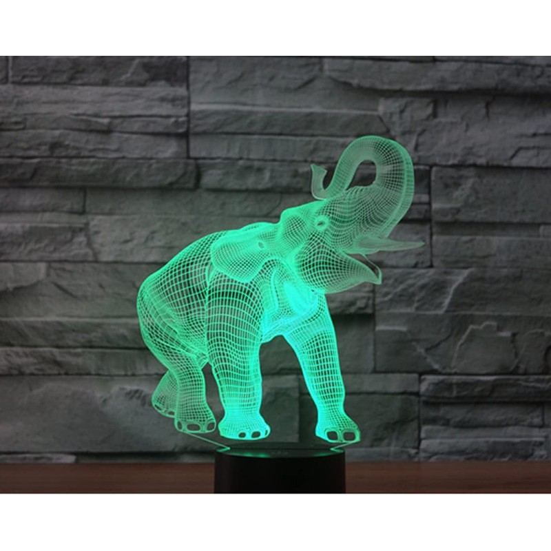SUPERRUIDALONG 3D Lamp Elephant Night Light Remote Control Power Touch