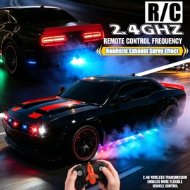 SYUUKH Remote Control Car 1:14 Scale RC Cars with Spray Effect, LED Lights & Realistic Sound, 2.4GHz Racing Toy with Controller, Christmas Birthday Gift for 3-9 Year Old Boys Girls