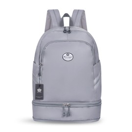 HUA ANGEL Women's Large Capacity Foldable Weekend Sports Backpack with Shoe Compartment and Wet Compartment for Travel Swimming Training Beach Yoga Nylon Lightweight Waterproof Outdoor, gray,
