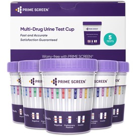 Prime Screen Multi Drug Urine Test Cup 18 Panel Kit (AMP,BAR,BUP,BZO,COC,mAMP,MDMA,MOP,MTD,OXY,PCP,TCA, ETG, FTY, TRA, K2,TRA100)-CDOA-S1185EFTKK (5)