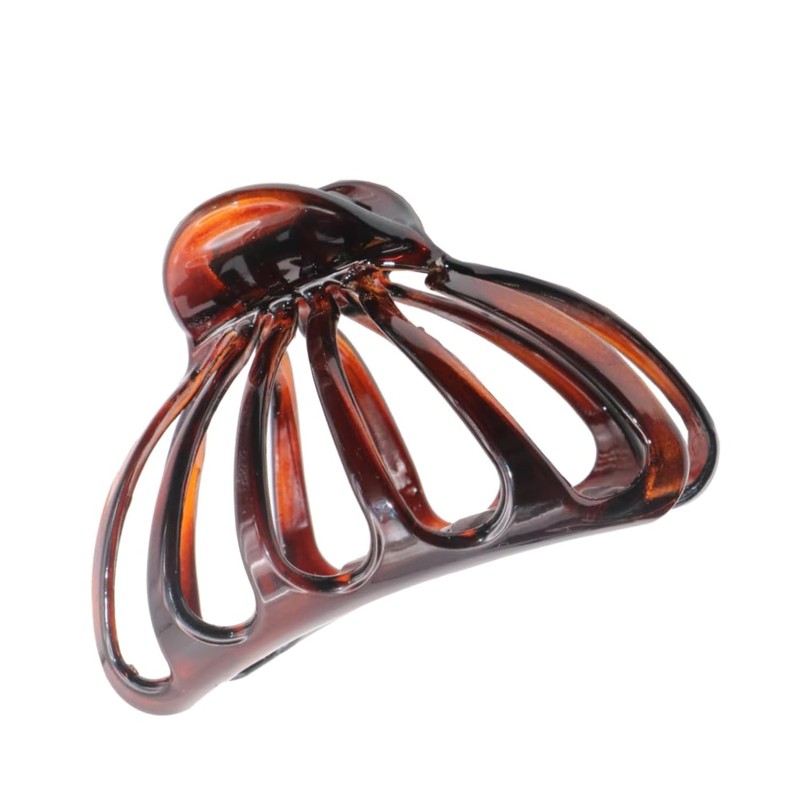 Parcelona French Octopus Large Wide Celluloid Acetate Tortoise Flat Teeth