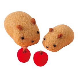Hamanaka Felt Wool Kit, Made with Needle Felt, Mofumofu Village Hokkori Daifuku Capi & Little Apple (Uses Aclaine) Design, Hattori Midori H441-642