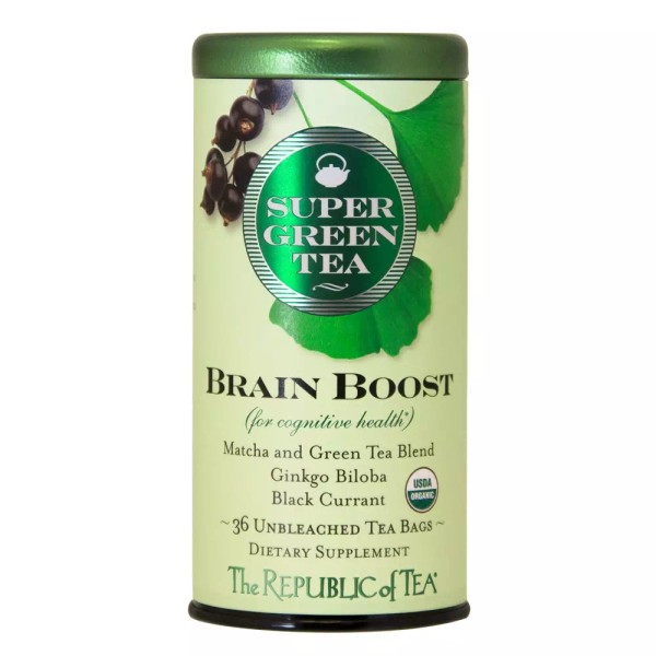 Brain Boost Supergreen Green Tea, Ginkgo Biloba, and Matcha Tea