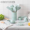 Country Kitchen Non Stick Silicone Utensil Set with Rounded Wood