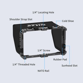 Nitze Monitor Cage for FeelWorld P6XL, Cage with Sunhood and Built-in NATO Rail - JT-F09B