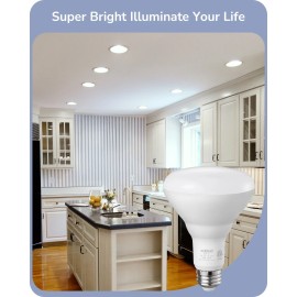 EDISHINE BR30 LED Bulb, Dimmable Flood Lights for Indoor Outdoor, CRI85+ 850LM