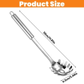 JIEYAO Spaghetti Spoon, Professional Pasta Spoon, Stainless Steel Pasta Ladle with Ergonomic Handle, Spaghetti Portioner, Pasta Tongs, 30 cm, Hangable, Perfect for Spaghetti, Linguini and Pasta