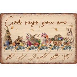 God Say You Are Easter Bunny Vintage Metal Aluminum Tin Sign Door Signs Exterior Home Cave Garage bar Country Poster Club Wall Plaque Decoration Retro Aluminum Sign 8x12 Inch