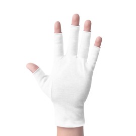 ANSMIO 2 Pairs Cotton Gloves Touchscreen, Cut 5 Fingertips, White Gloves for Dry Hands, Cotton Gloves for Sleeping, Moisturizing Night Gloves, White Gloves 100% Cotton, Size M (2 Pairs)