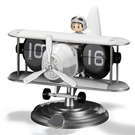 Nuvollo Flip Desk Clock - Retro Digital Flip Table Clock - Mid Century Modern Decor Auto Battery Powered Gear Operated for Room, Home, Office (G Style)