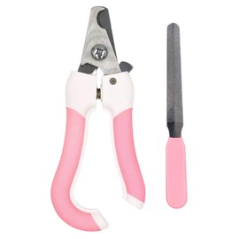 GCIYAEN Pet Nail Clippers and Trimmer with Free Nail File Sturdy Non Slip Handles Professional Safety Guard to Avoid Over-Cutting for Cat Dog Puppy Rabbit Kitten at Home Grooming (Large, Pink)