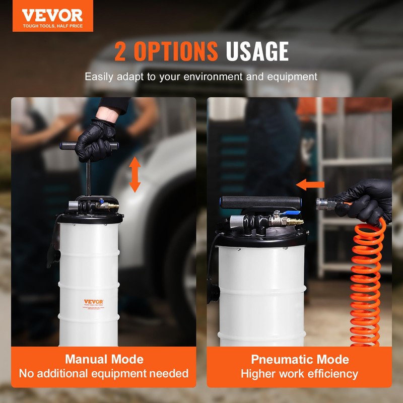 VEVOR 6.5L Pneumatic/Manual Oil Extractor Pump, Fluid Extractor Pump for