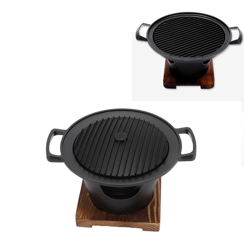 Hibachi Grill Smokeless Wooden Frame Aluminium Alloy Easy Assembly Portable