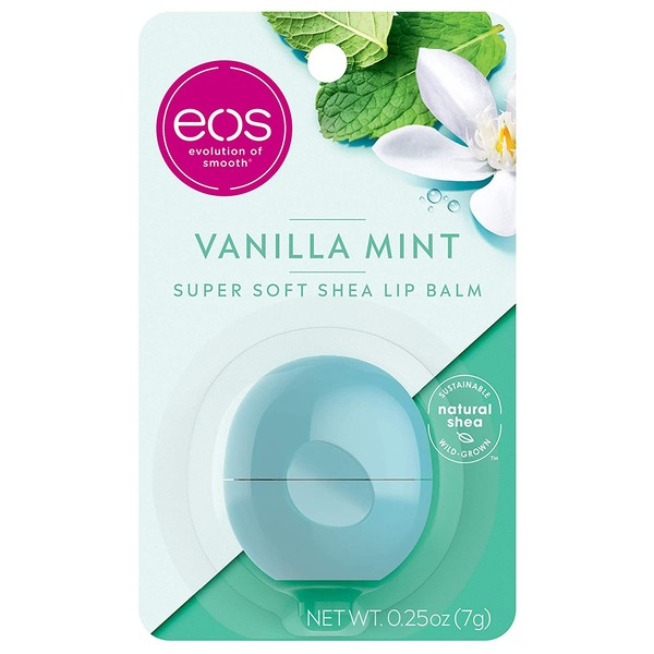 eos Super Soft Shea Lip Balm - Vanilla Mint | 24 Hour Hydration | Lip Care to Moisturize Dry Lips | Gluten Free | 0.25 oz