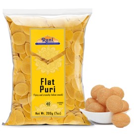 Rani Pani Puri Coins 7oz (200g) 80-85 Coins ~ Uncooked, Microwaveable wheat and Semolina Coins ~ All Natural | Vegan | NON-GMO