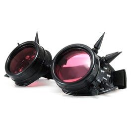 Welding Cyber Goggles Steampunk Welding Goth Cosplay Protective Glasses Cosplay Goth Antique Victorian with Spikes, includes Lens Shades UV400 Protection (TM) - m/l