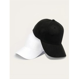 Unisex Casual Trendy Plain Color Baseball Cap, Street Style Sportive Minimalist Baseball Cap, Fashionable Hat for Men & Women for All Season - Color: White, Size: one-size