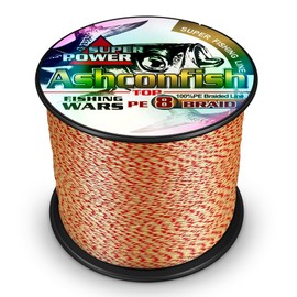 Ashconfish Braided Fishing Line- 8 Strands Super Strong PE Fishing Wire Heavy Tensile for Saltwater & Freshwater Fishing -Abrasion Resistant - Zero Stretch- 300M/328Yards 60LB Red and Yellow