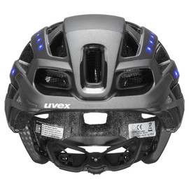 uvex finale light 2.0 - safe city helmet for men and women - incl. LED light - washable interior - black-silver matt - 52-57 cm