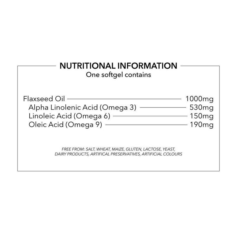Transforme Flaxseed Oil Capsules 1000mg Vegan, Cold Pressed Omega 3