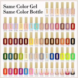 Double Rhythm 0.50 OZ Gel Polish Hema Free Same Color Same Bottle Golden Round Translucent Neutral Natural Milky 15 ML Jelly UV Polish Art DIY at Home (Pastel Blue-C1124)