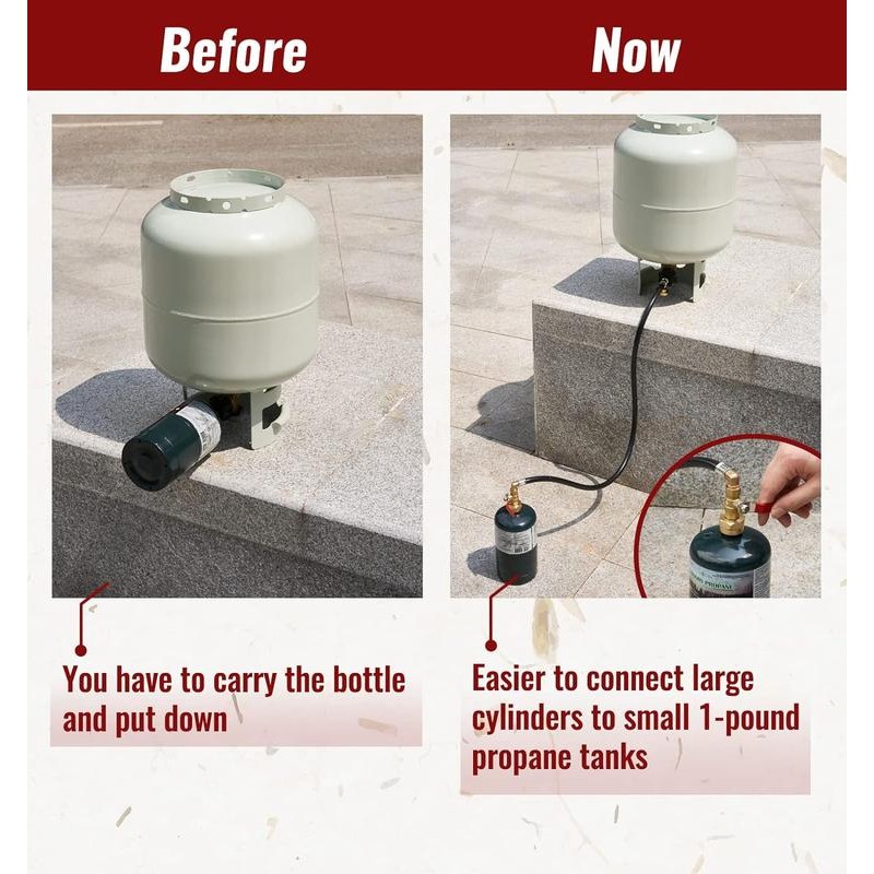 Propane Refill Adapter Hose with Gauge & Control Valve! Extend,