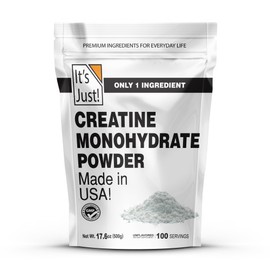 It's Just! - Creatine Monohydrate Powder, Pure Creatine Powder, Made in USA, 3rd Party Lab Tested, 5g Per Serving, Scoop Included, No Fillers, No Added Flavor (Unflavored, 500g / 100 Servings)