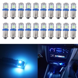 BlyilyB 20-Pack BA9 BA9S 53 57 1895 64111 Ice Blue LED Car Light Bulb for License Plate Side Door Courtesy Interior Dome Map Lights