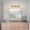 HUOKU Crystal Bathroom Vanity Light Gold Chrome 3-Light Modern Bathroom