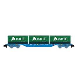 Arnold HN6651 RENFE 4-axle container wagon loaded with 3 x 20 ADIF cont Rolling Stock - Wagons