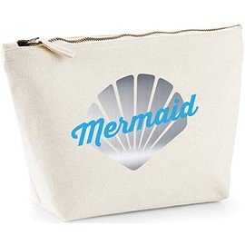 Hippowarehouse Mermaid silver shell printed make up cosmetic wash bag 18x19x9cm