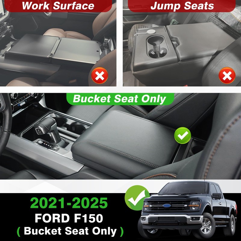 Muslogy Center Console Armrest Cover Compatible with Ford F150 2021-2024