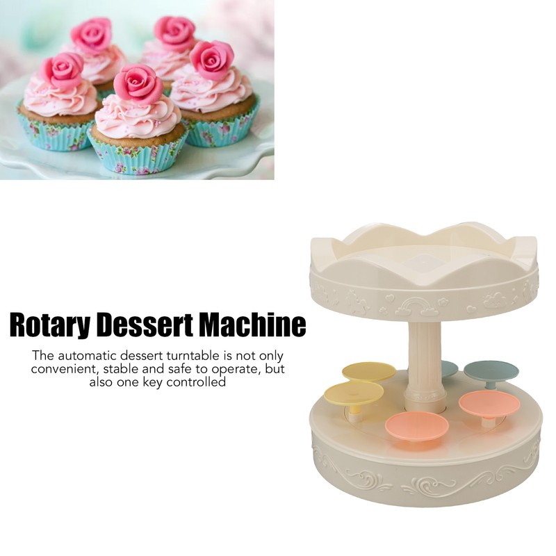 6 Trays 2 Tier Automatic Rotating Dessert Cupcake Display Table