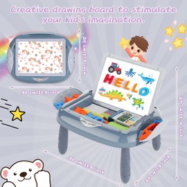 Toy for 1-2 Year Old, Toddlers Toys with Magnetic Letters and Numbers, Art Easel for Kids 1 2 Year Old, Birthday Christmas Gifts (Creamy Orange)