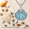 CUPENDA Turquoise Seashell Locket Necklace Sterling Silver Seashell Locket Necklace