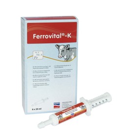 Agrochemica Ferrovital-K Paste | 6 x 20 ml | Ergänzungsfuttermittel für Kälber | Eisenpaste zur Stabilierung des Immunsystems | Eisen-, Selen- & Vitaminversorgung zur Infektabwehr