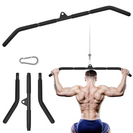 LAT Put Down Bar Cable Machine Attachment, Gym 39.37In Bar for LAT Putdown, Home Gym Exercise Accessories Fitness with Rubber Handle