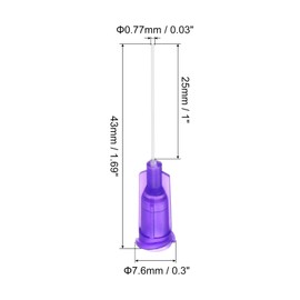 sourcing map 20 Pcs 21G Plastic Dispensing Needles, 1" PP Glue Needle Tube Blunt Luer Lock Tips with PP Flexible Needle for Liquid Glue Gun, Deep Purple