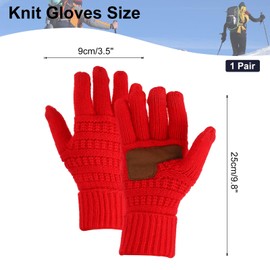 PATIKIL 9.8" x 3.5" Touchscreen Winter Gloves, 1 Pair Soft Knit Gloves Touch Screen Texting Gloves Anti-Slip Driving Warm Gloves in Common Size for Men Women, Bright Red