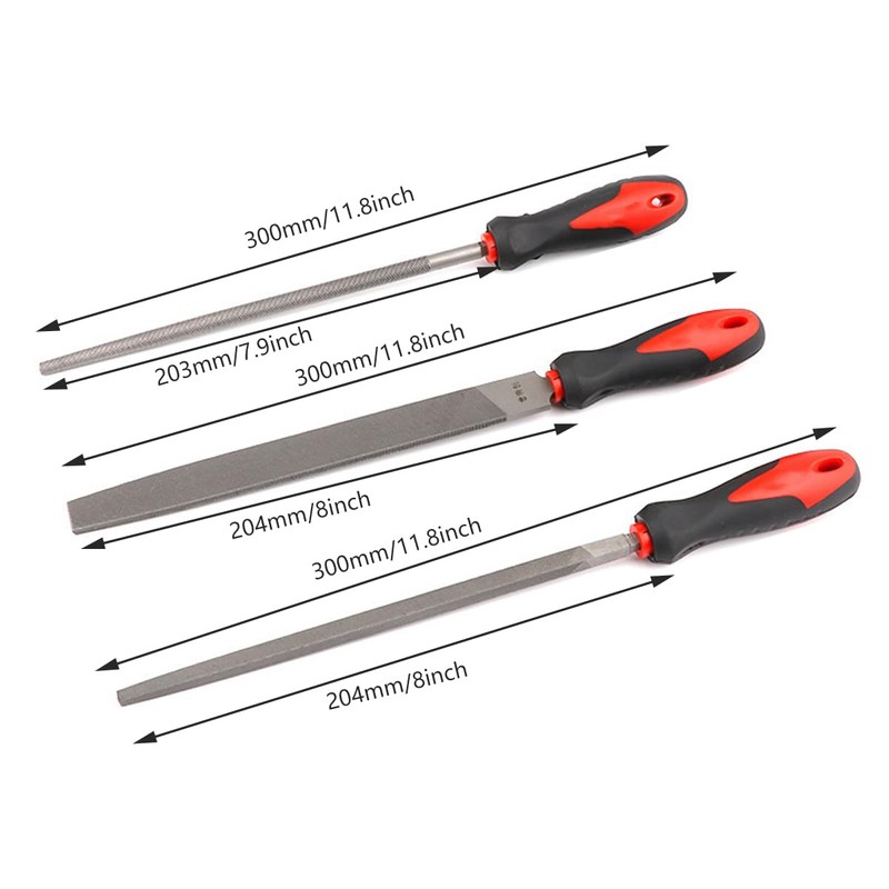 AIMALL 12" Flat Metal File Set with Soft Grip Handle,